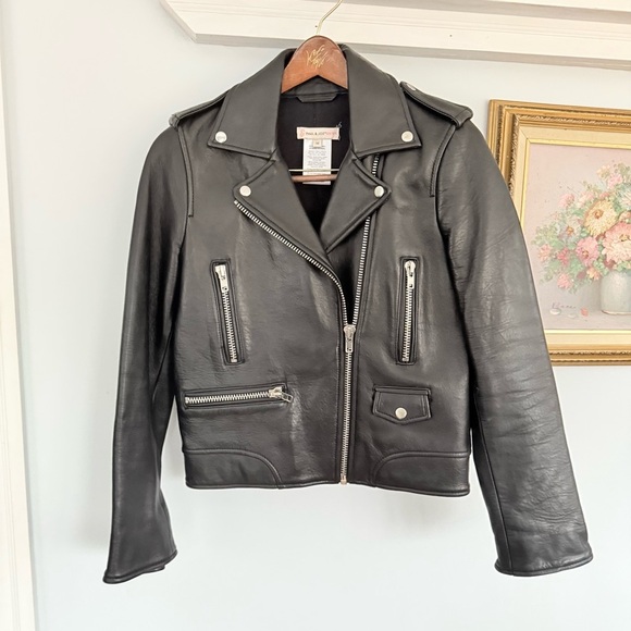 RARE Paul & Joe "Buffy" Lamb Moto Leather Jacket saint Laurent look alike Biker - Picture 1 of 9